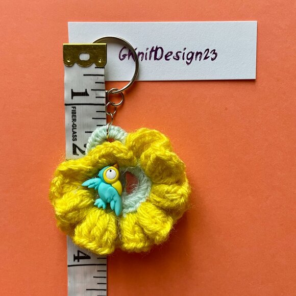 Handmade Bag Charm, Keychain Charm, Crochet Gift, Charm With Bird - Picture 5 of 7